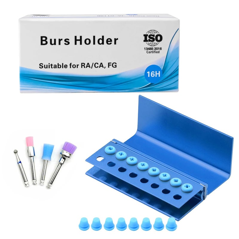 EustomA 16 Holes Burs Holder 4 pcs Block Case High Temperature Sterilizable Autoclavable Burs Holder Box (Blue) - Image 4